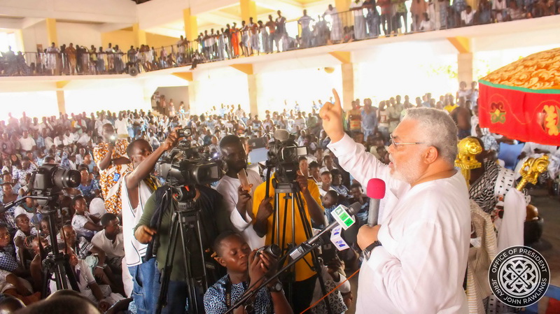 Former president Rawlings addresses the congregation at the Apetorku Shrine