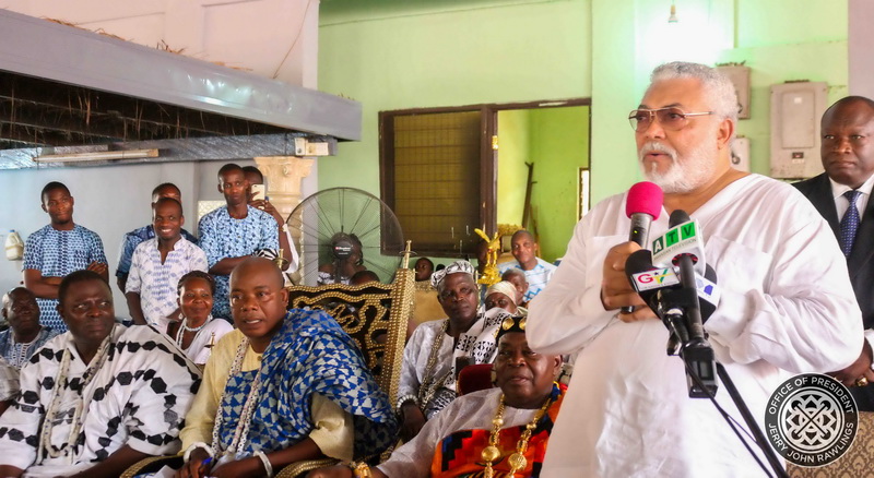 Rawlings speaking at the Apetorku Shrine