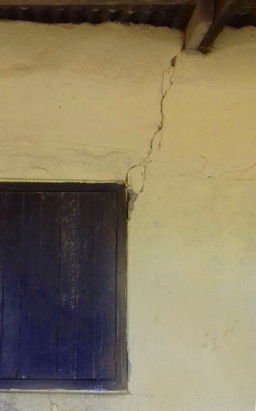 Cracked Wall After Wind Storm