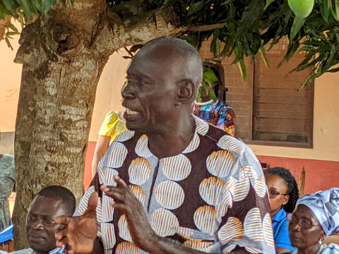 Lawrence Awunyo, chairman of the school management committee offers his thanks on behalf of the committee