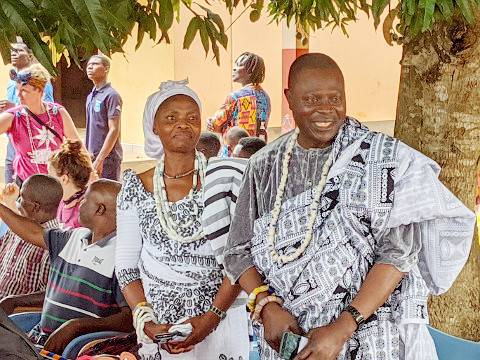 Chief Torgbui Klu Agudzeamegah II with Mama Adzorhlor III giving thanks to the Canadians
