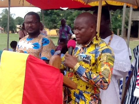 District chief executive of Akatsi South, Leo Nelson Adzidoga, speaks at the dedication ceremony