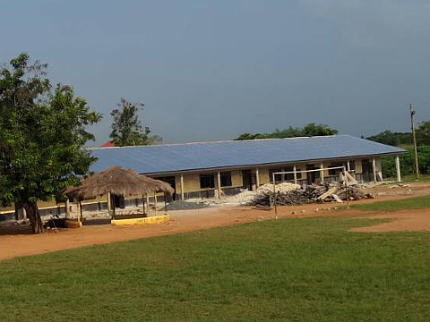 One side of roof is completed